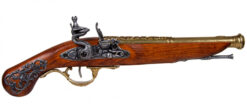 Replika pištoľ kresadlová, súbojová, mosadz, Anglicko 18.stor.