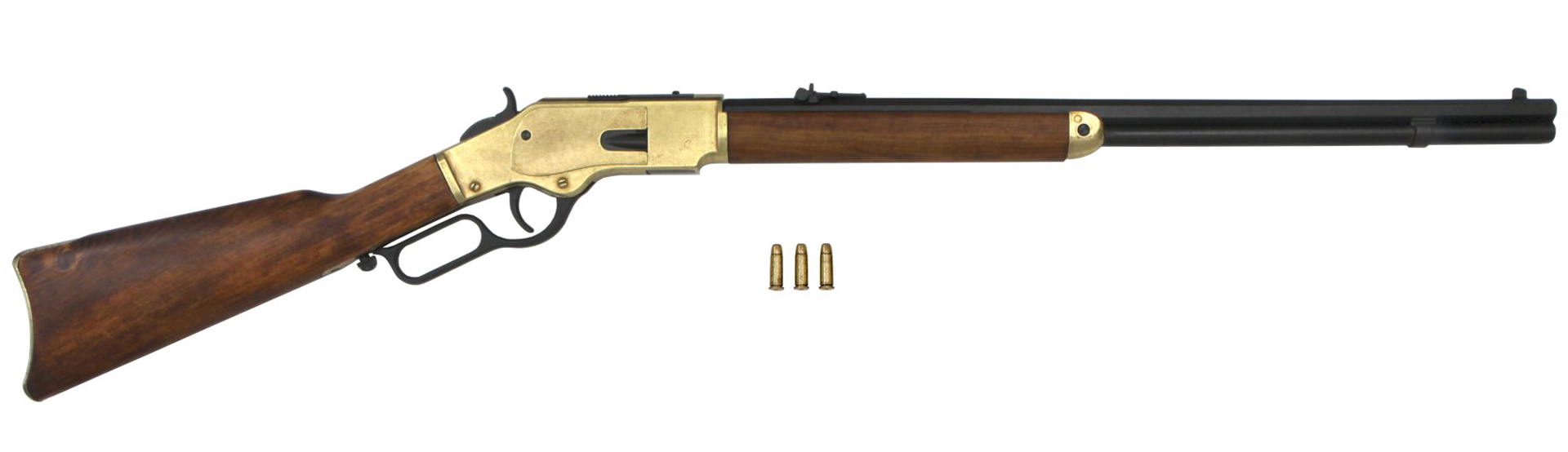 Replika puška Winchester 73, čierna, mosadz, USA 1873